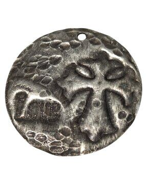 Handmade Rustic Silver Round Charm Hammered Texture Cross Elephant Jewelry DIY